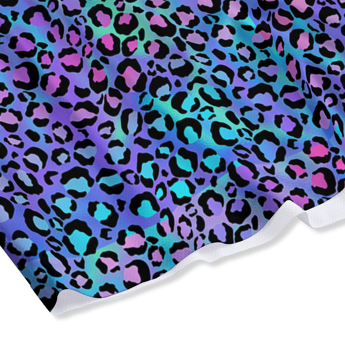 Leopard Teal And Purple Print Pattern Mesh Shorts