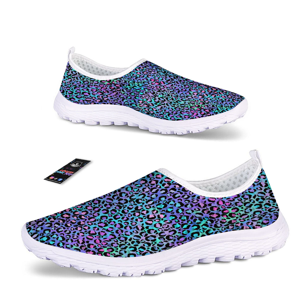 Leopard Teal And Purple Print Pattern Nurse Shoes-grizzshop