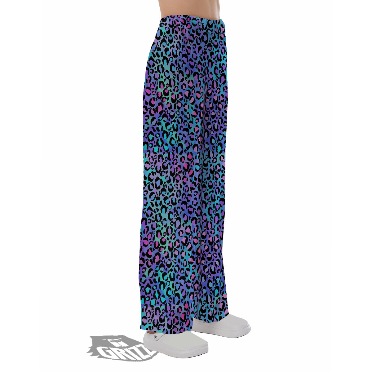Leopard Teal And Purple Print Pattern Pajama Pants-grizzshop