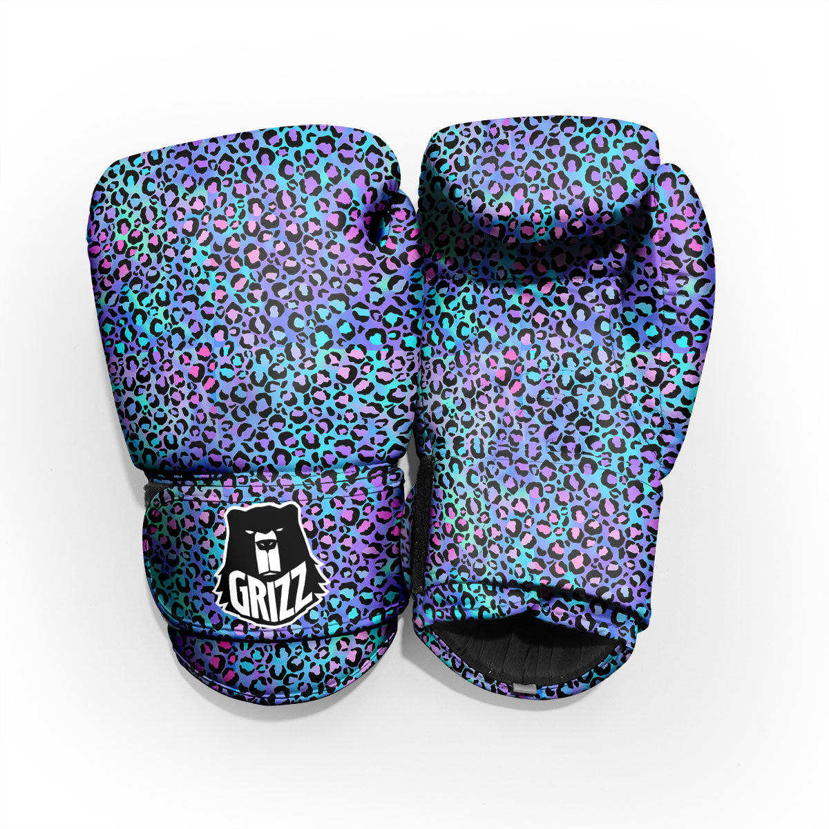 Leopard Teal And Purple Print Pattern Pro Boxing Glove
