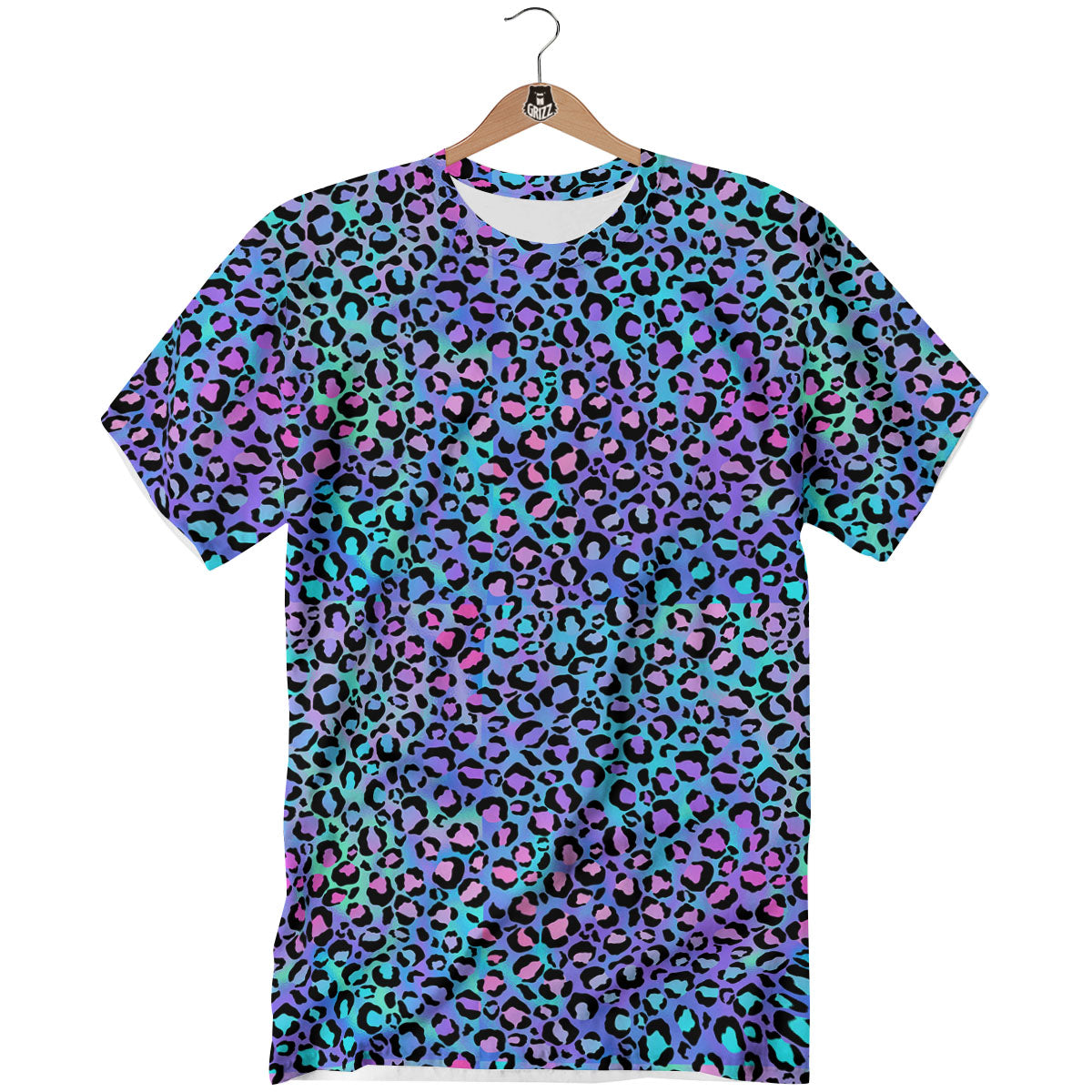 Leopard Teal And Purple Print Pattern T-Shirt-grizzshop