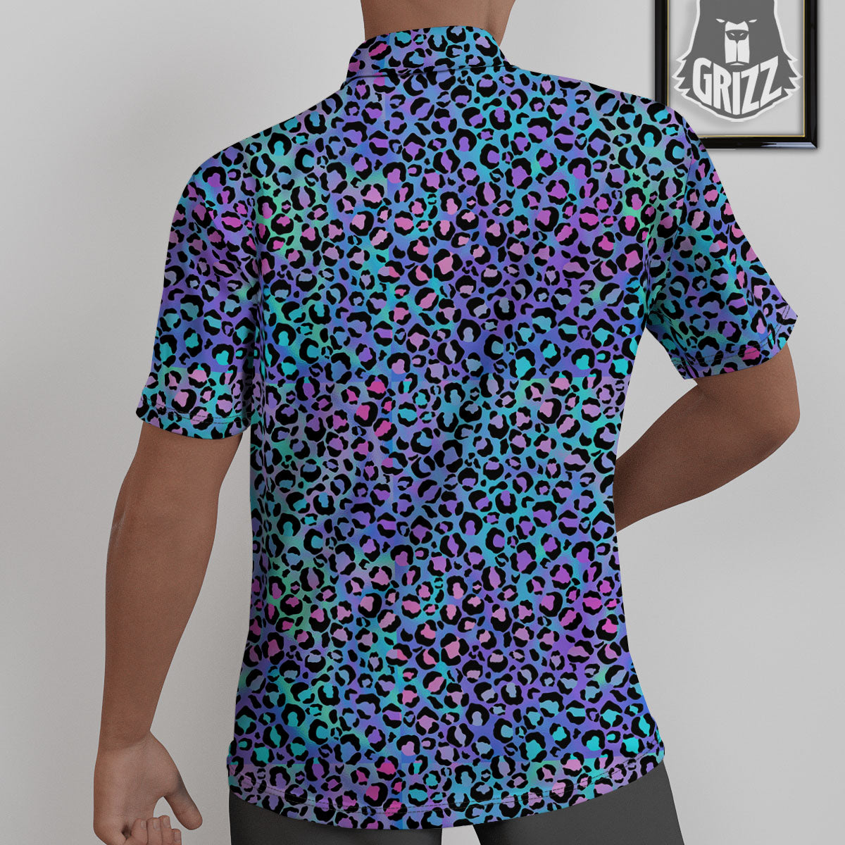 Leopard Teal And Purple Print Pattern Untucked Shirts-grizzshop