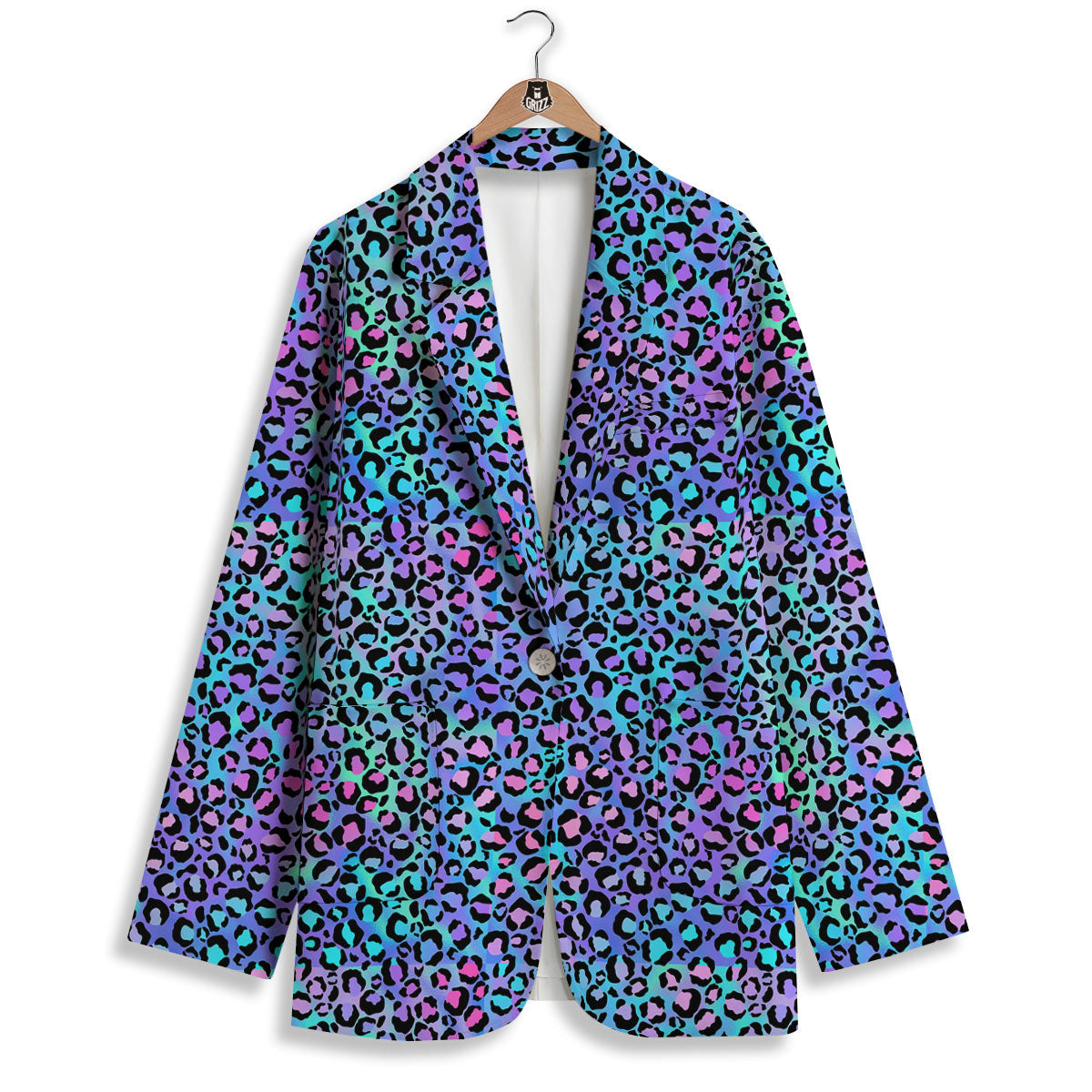 Leopard Teal And Purple Print Pattern Women's Blazer-grizzshop