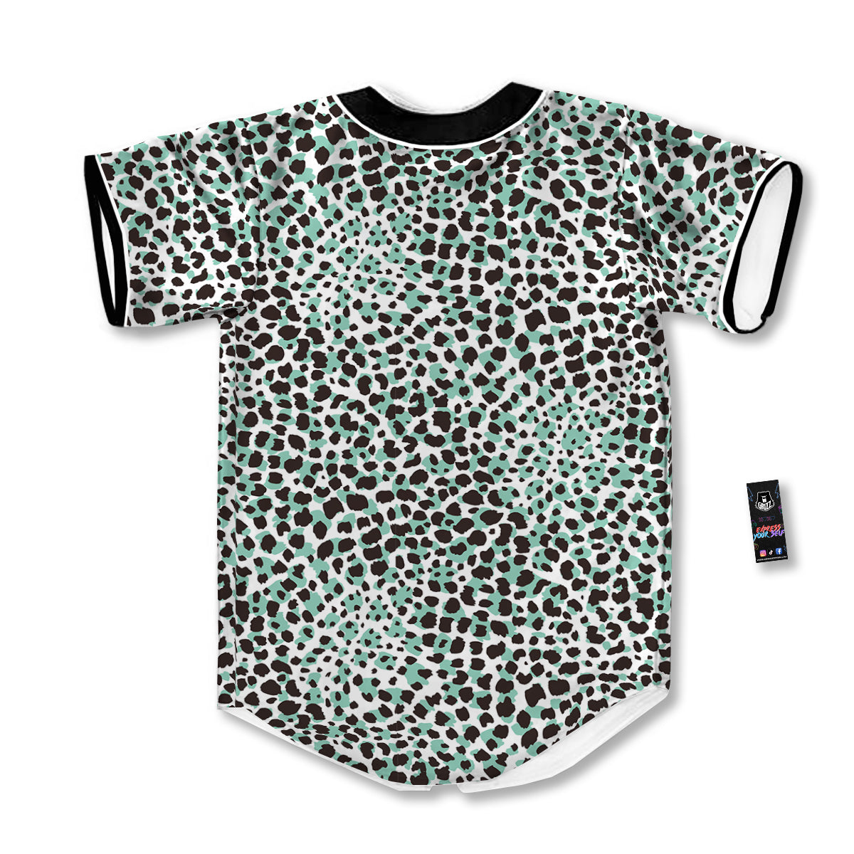 Leopard Teal And White Print Pattern Baseball Jersey-grizzshop