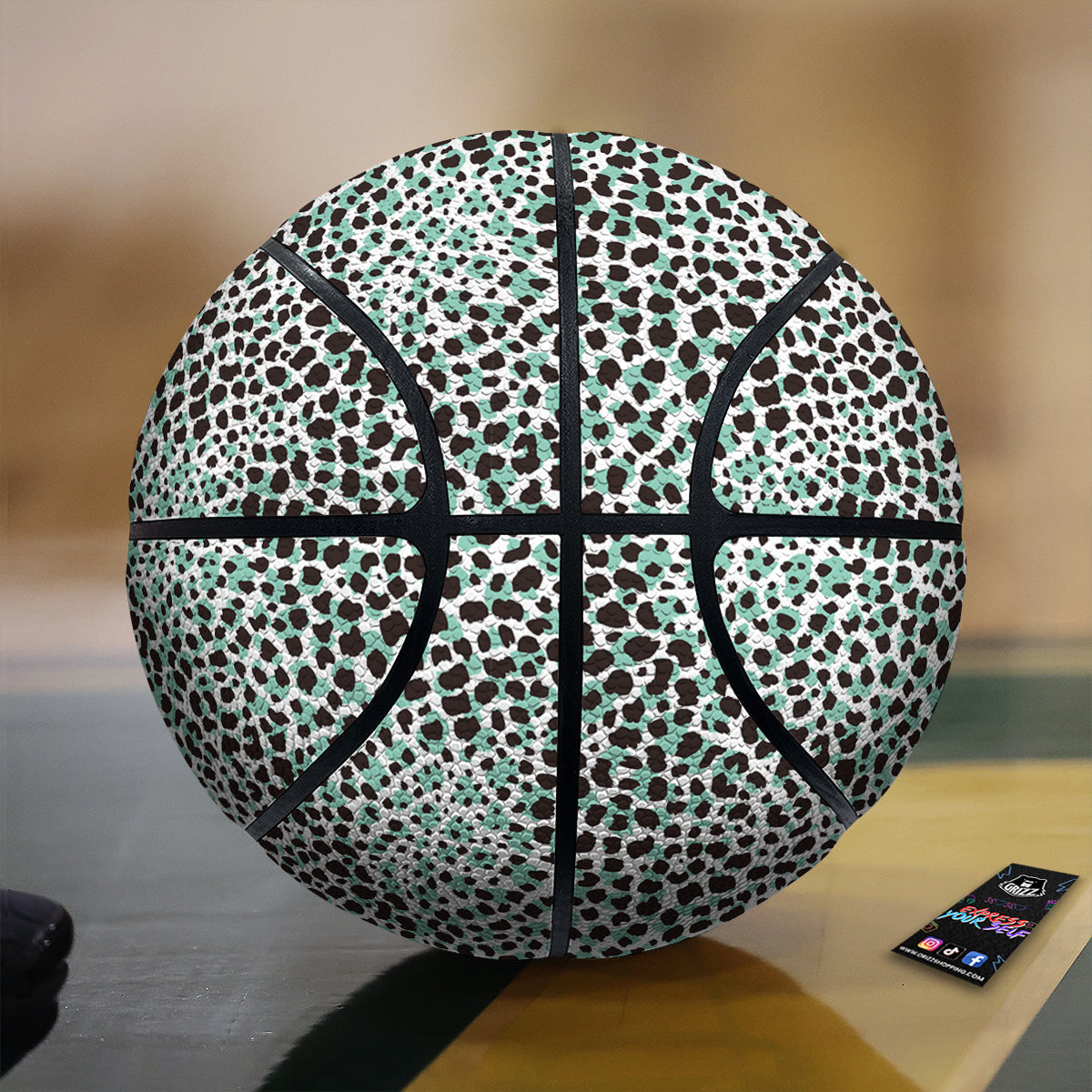 Leopard Teal And White Print Pattern Basketball