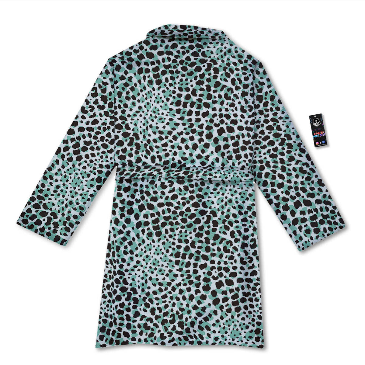 Leopard Teal And White Print Pattern Bathrobe-grizzshop