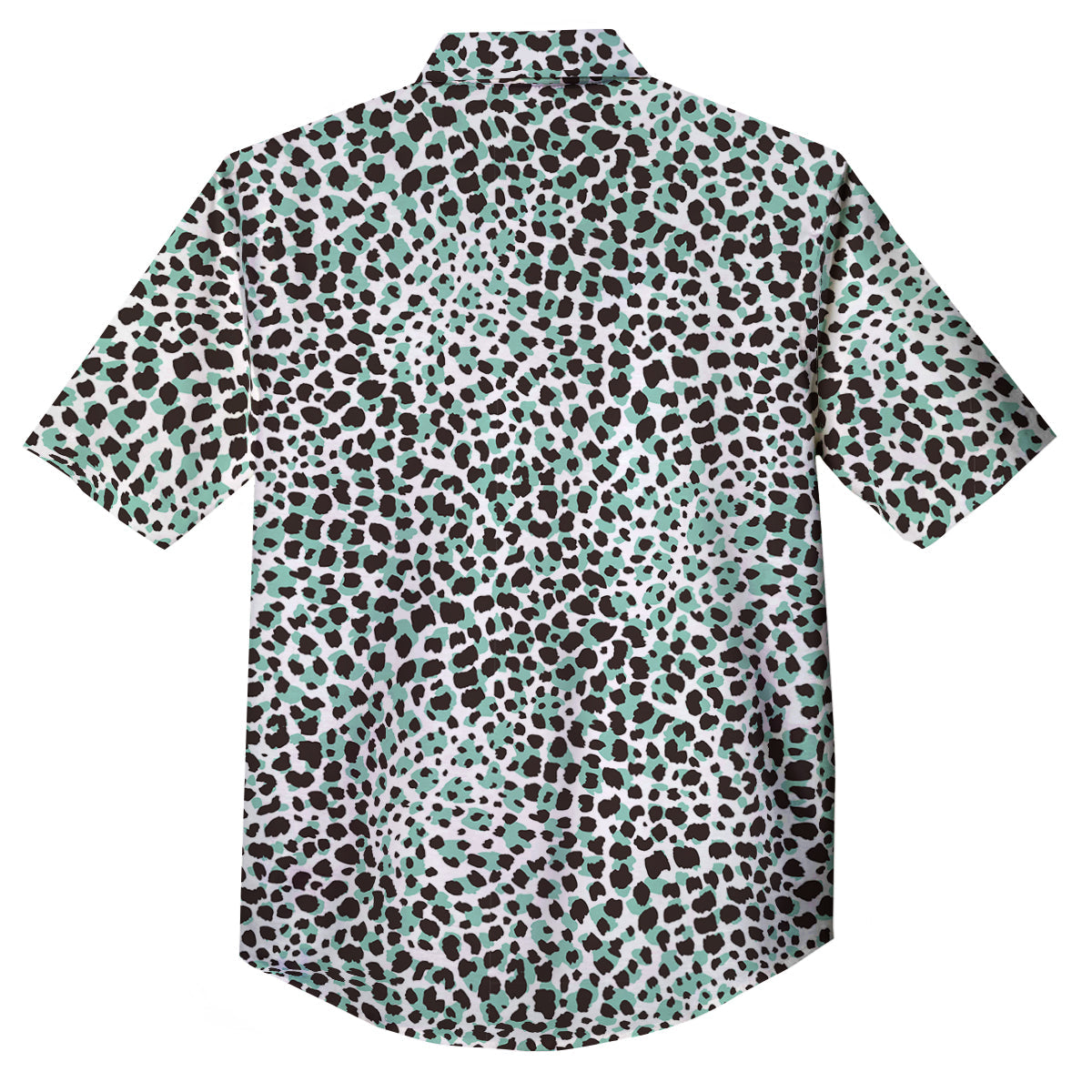 Leopard Teal And White Print Pattern Button Up Shirt-grizzshop