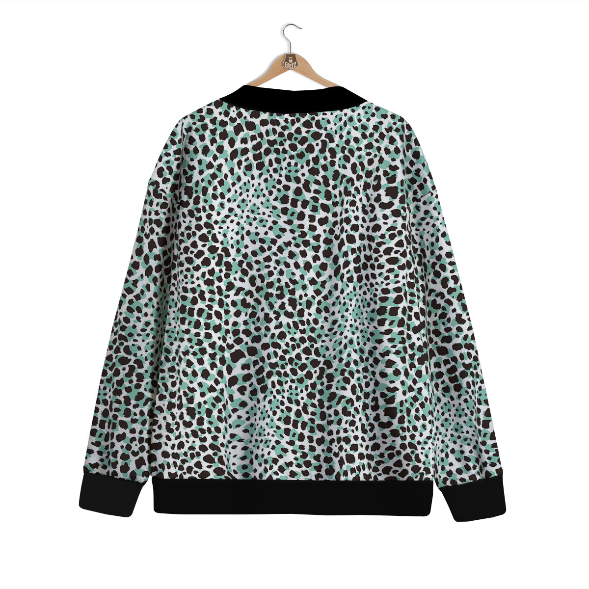 Leopard Teal And White Print Pattern Cardigan-grizzshop