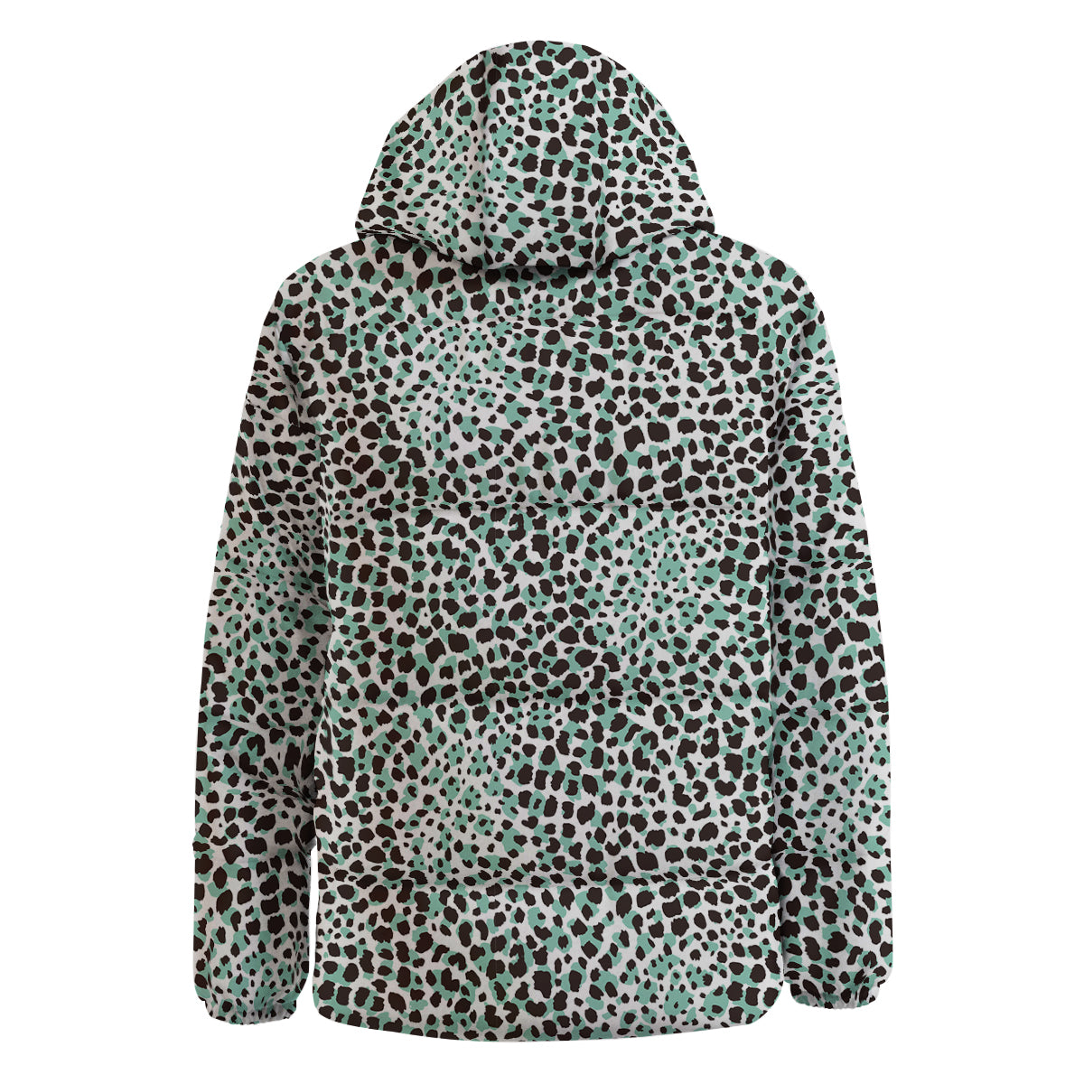 Leopard Teal And White Print Pattern Down Jacket-grizzshop