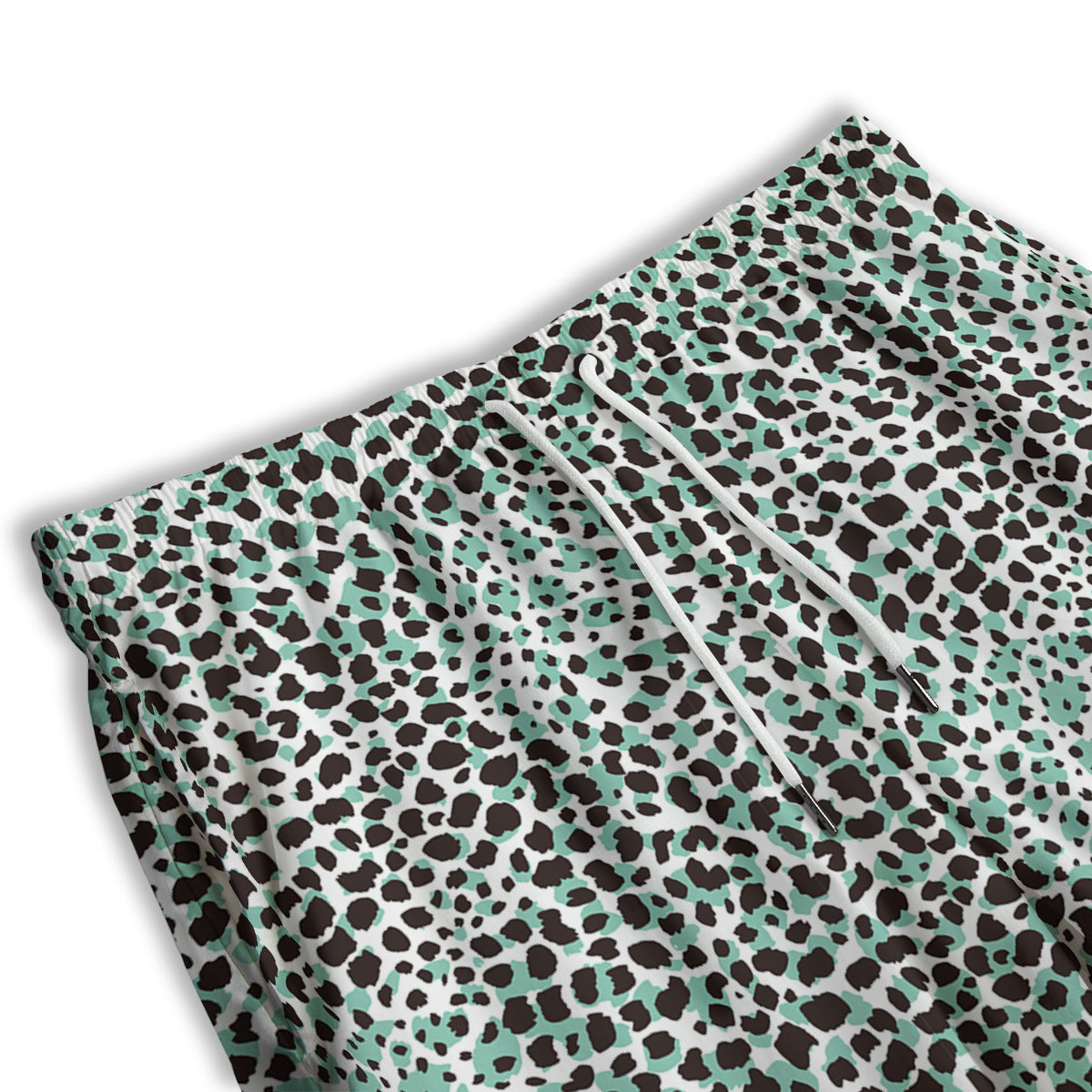 Leopard Teal And White Print Pattern Men's Athletic Shorts