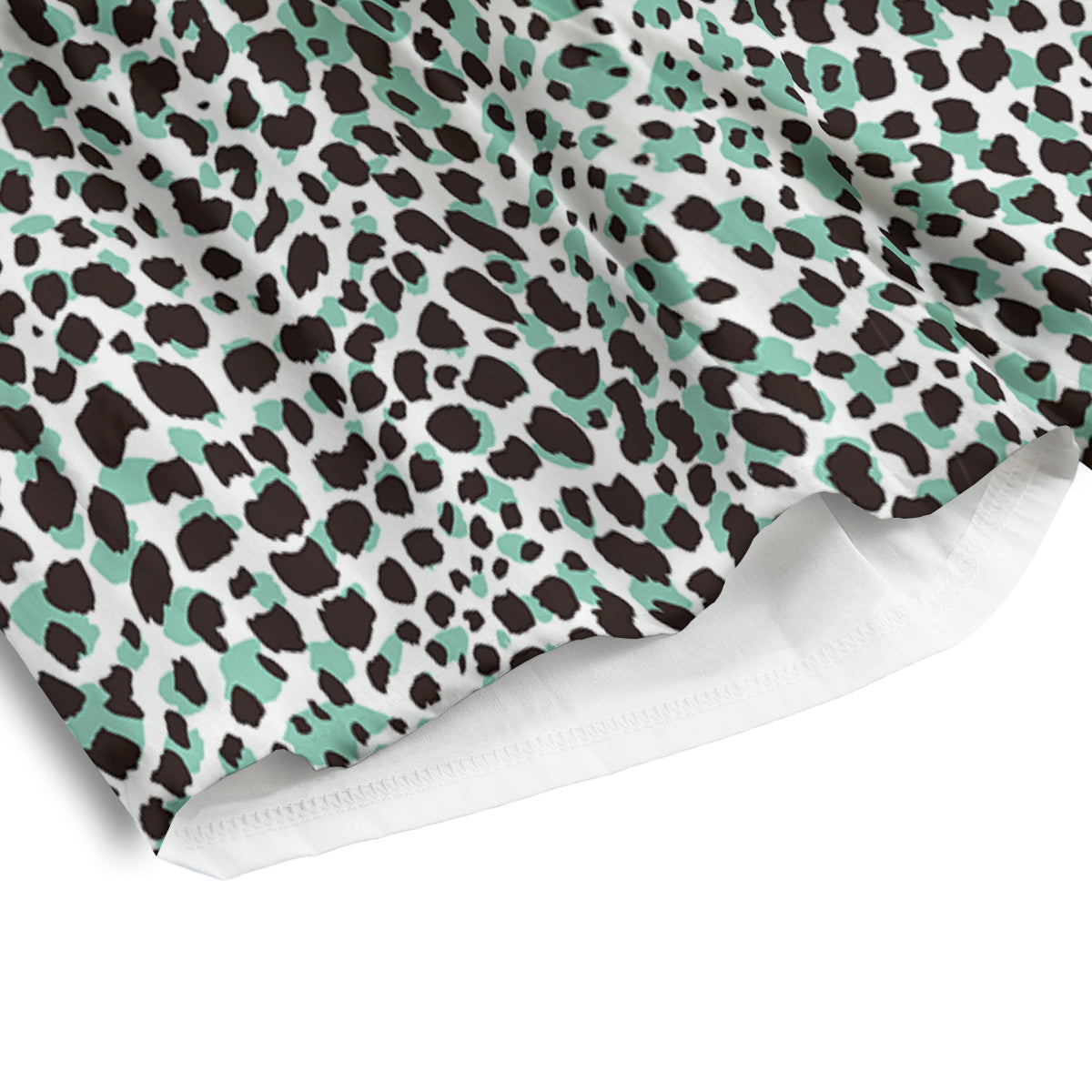 Leopard Teal And White Print Pattern Men's Athletic Shorts