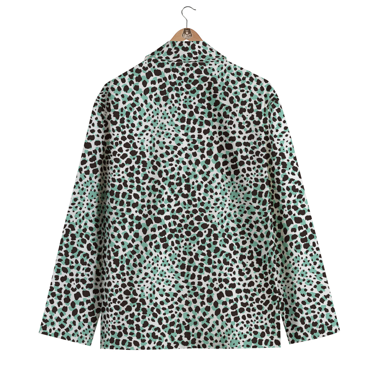 Leopard Teal And White Print Pattern Men's Blazer-grizzshop