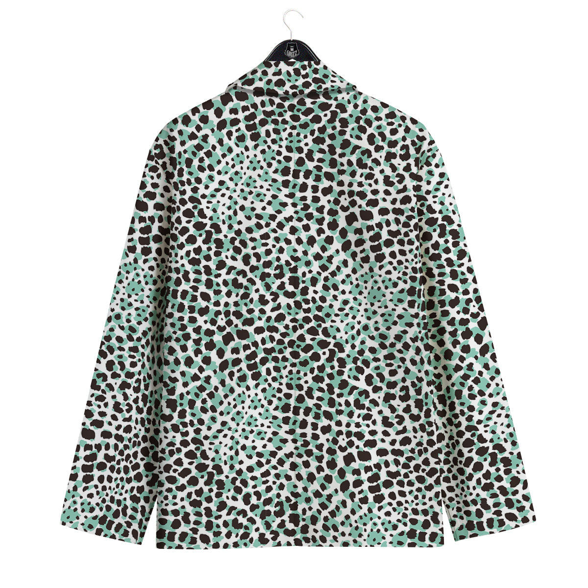 Leopard Teal And White Print Pattern Men's Sport Coat-grizzshop