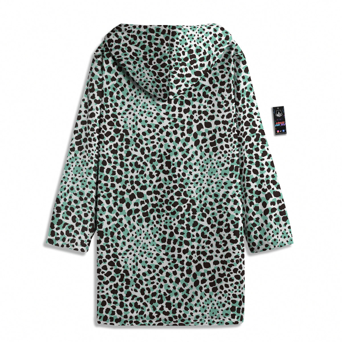 Leopard Teal And White Print Pattern Men's Windbreaker Jacket-grizzshop