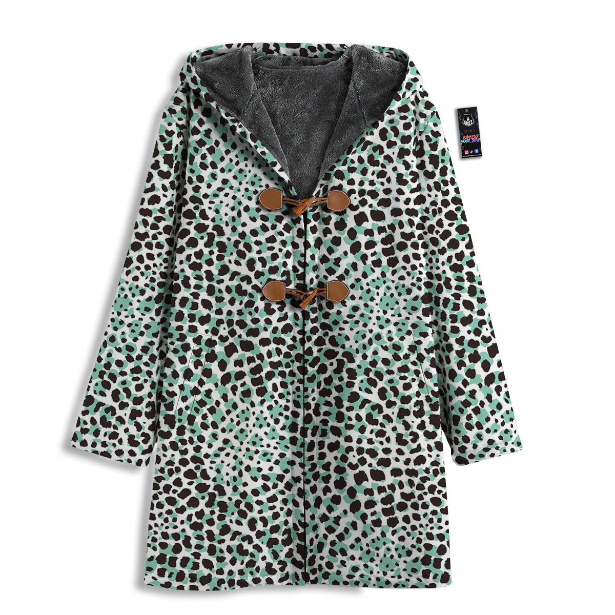 Leopard Teal And White Print Pattern Men's Windbreaker Jacket-grizzshop