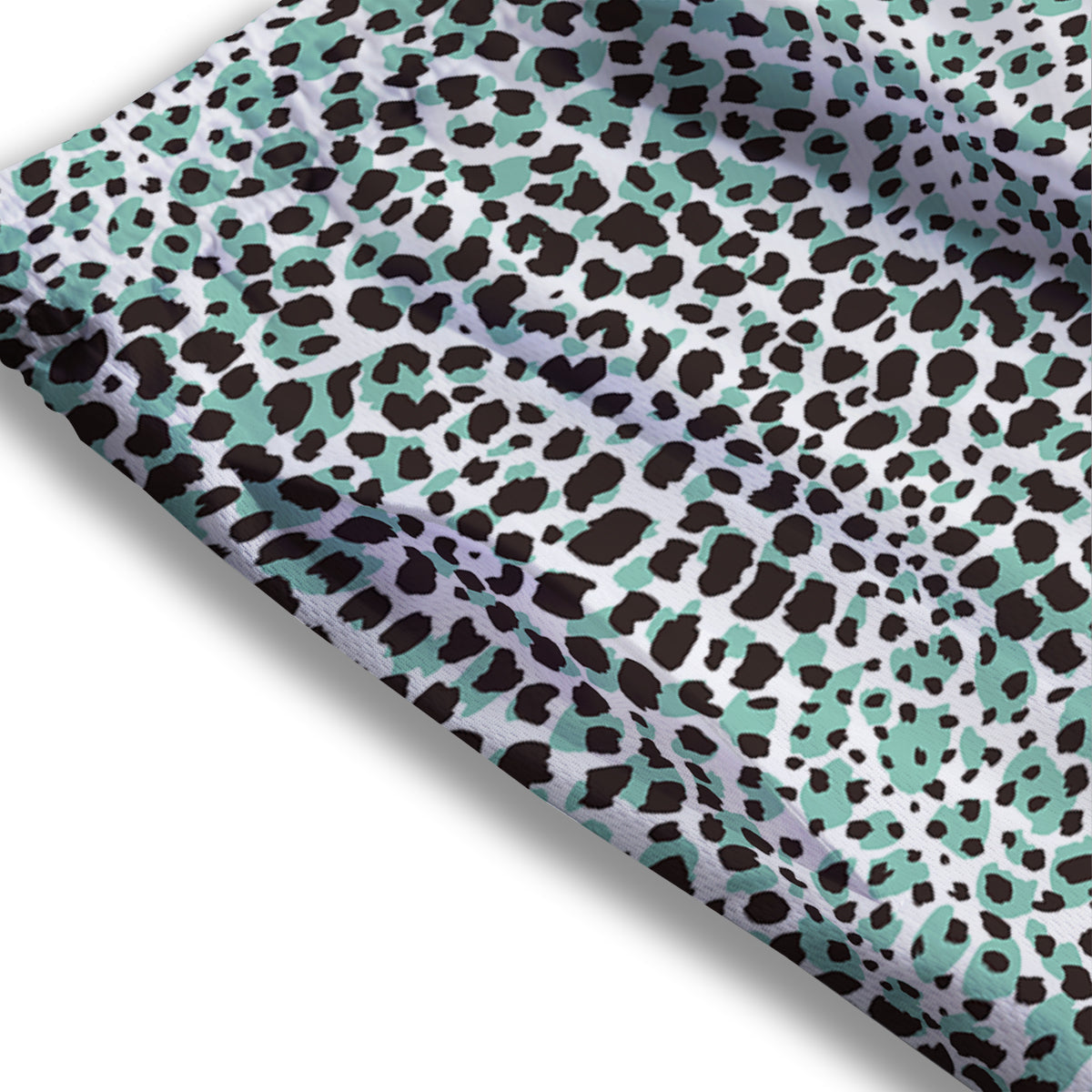 Leopard Teal And White Print Pattern Mesh Shorts