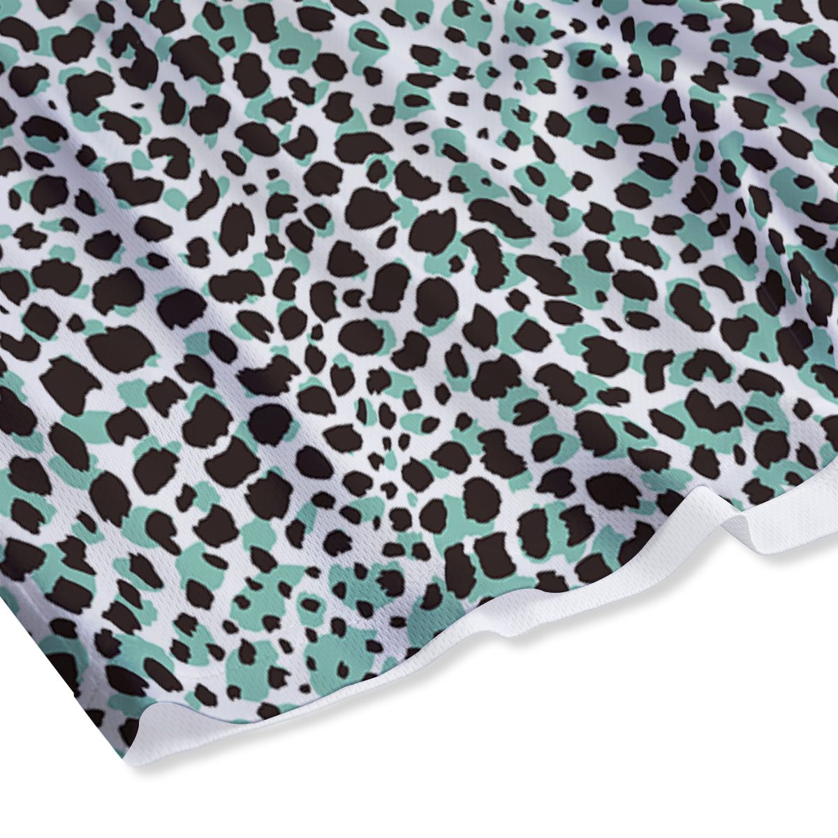 Leopard Teal And White Print Pattern Mesh Shorts