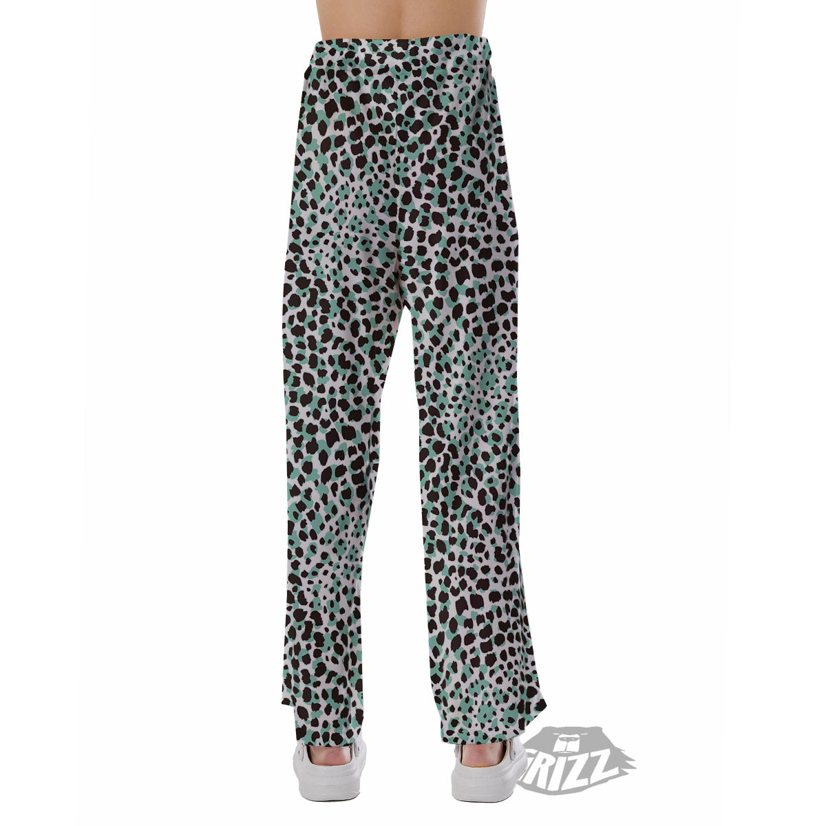 Leopard Teal And White Print Pattern Pajama Pants-grizzshop