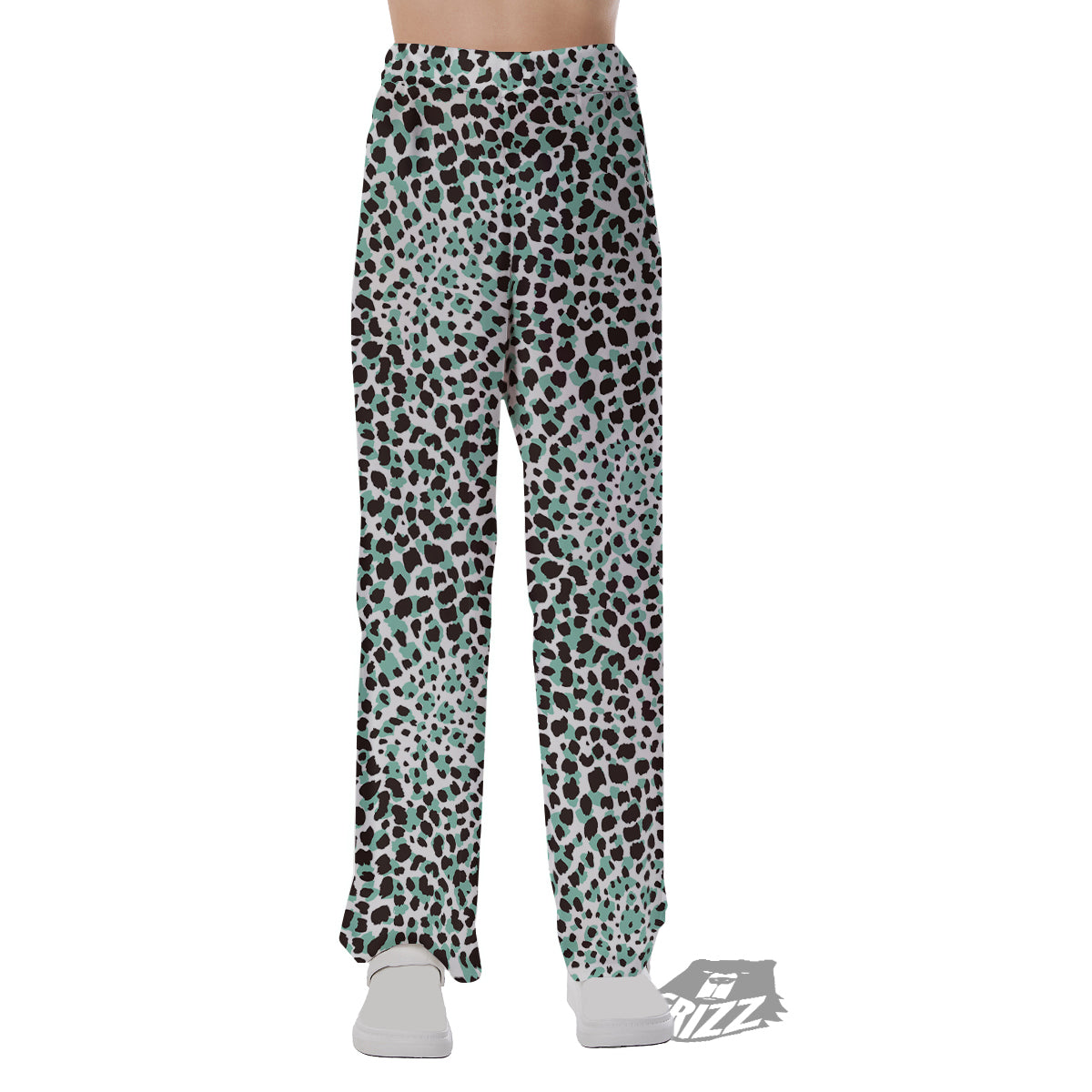 Leopard Teal And White Print Pattern Pajama Pants-grizzshop