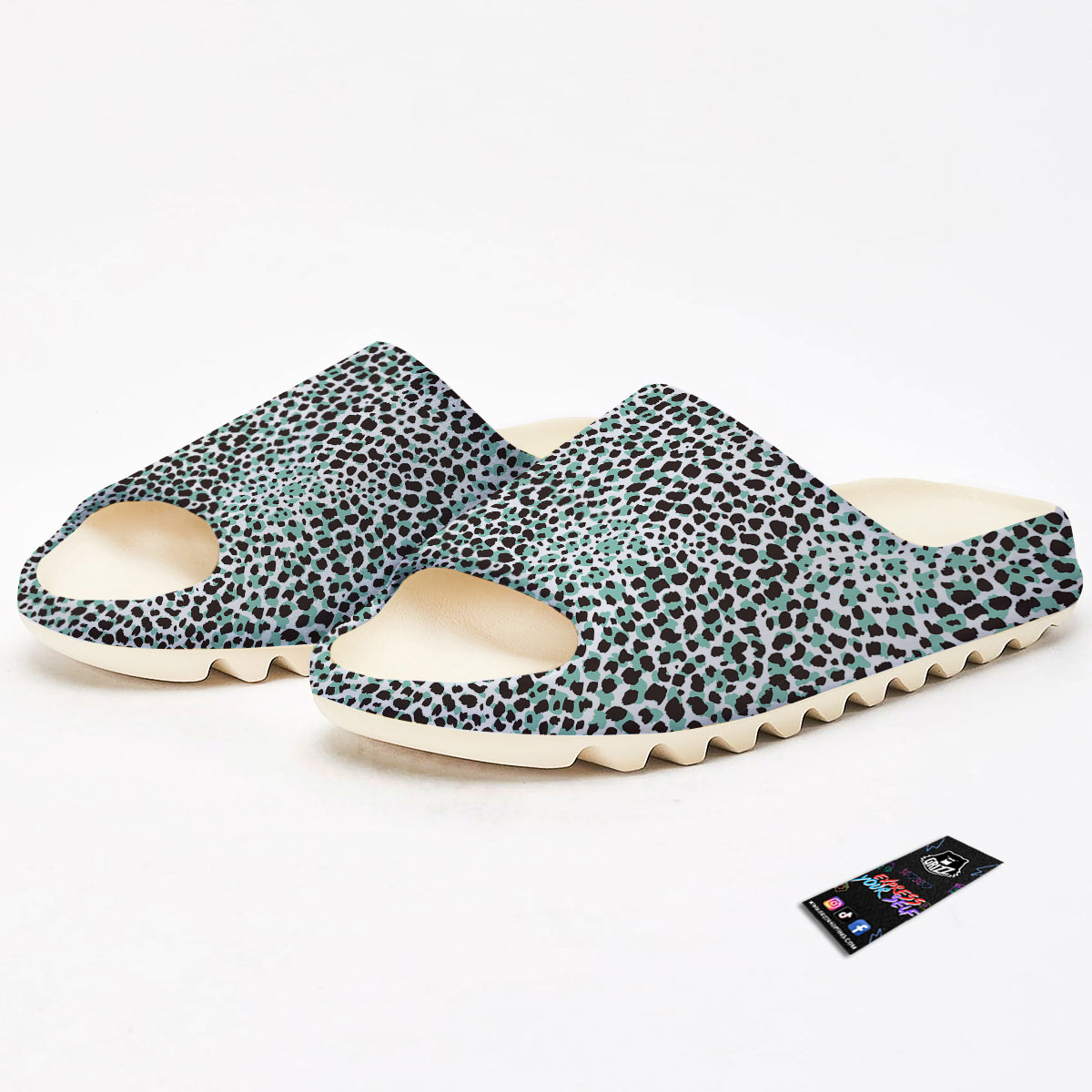 Leopard Teal And White Print Pattern Sandals-grizzshop