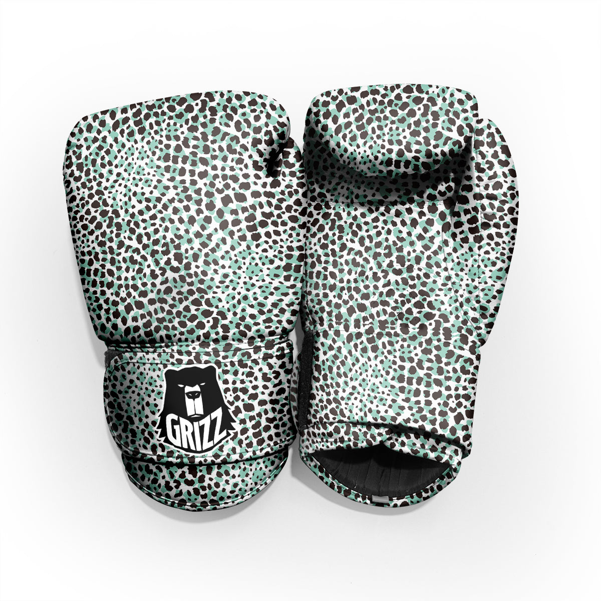 Leopard Teal And White Print Pattern Pro Boxing Glove