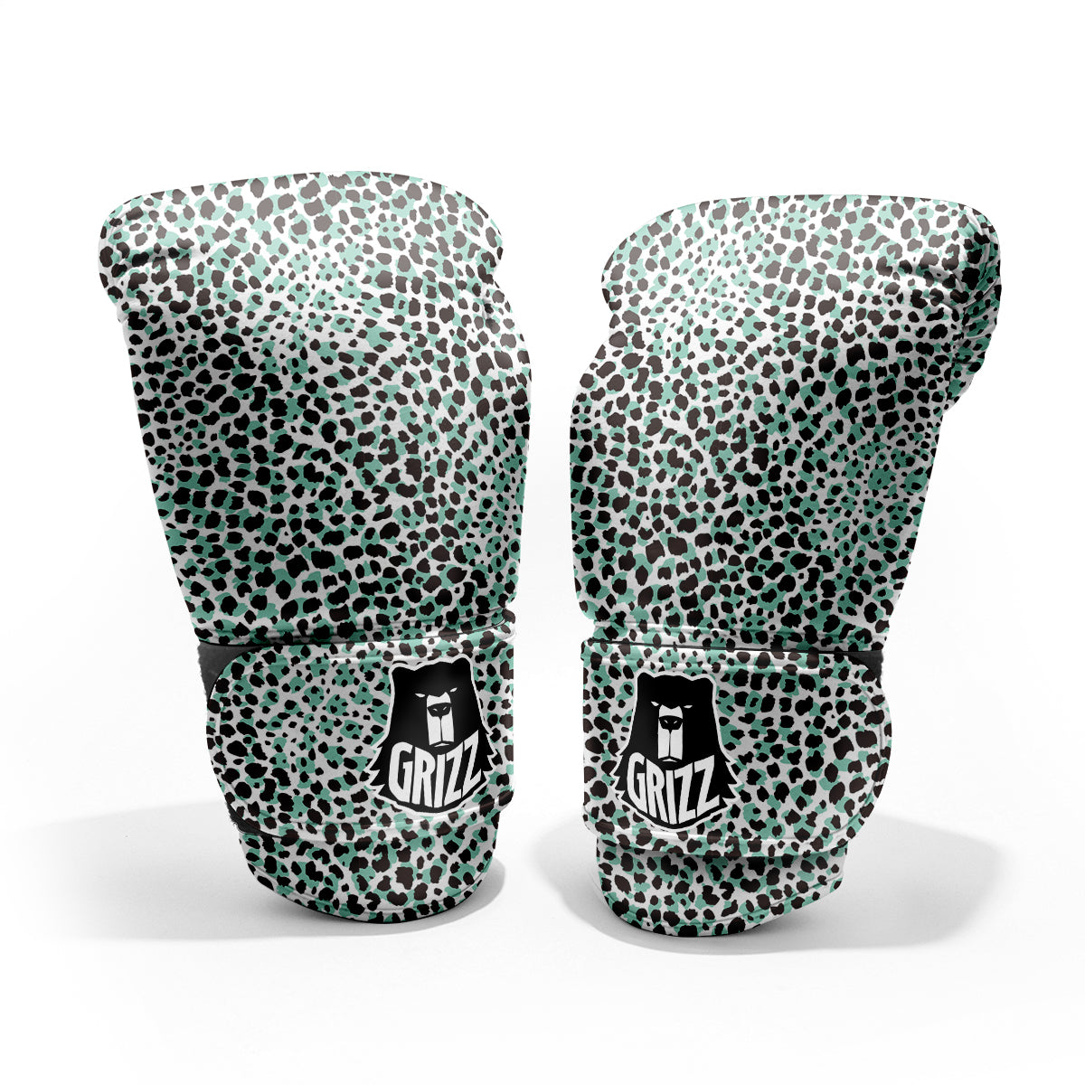 Leopard Teal And White Print Pattern Pro Boxing Glove