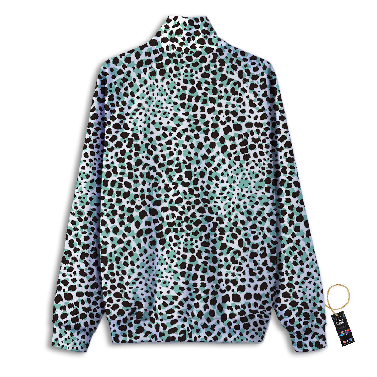 Leopard Teal And White Print Pattern Track Jacket-grizzshop