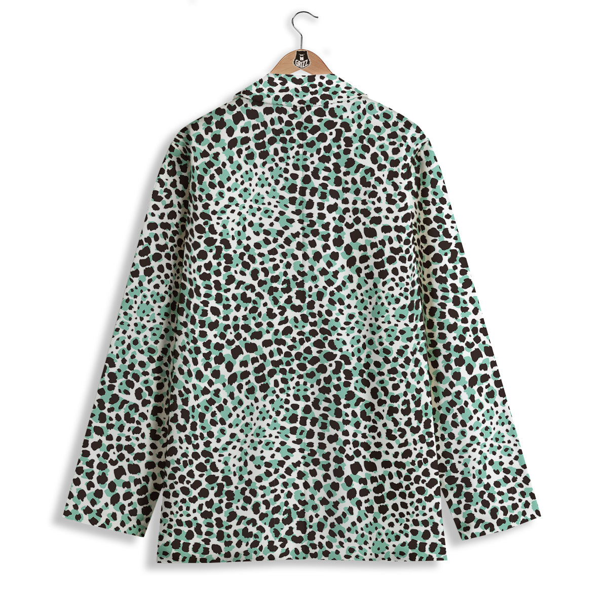 Leopard Teal And White Print Pattern Women's Blazer-grizzshop