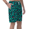 Leopard Teal Print Men's Shorts-grizzshop