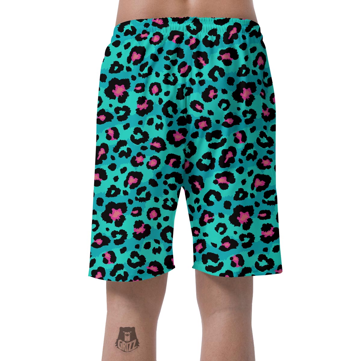 Leopard Teal Print Men's Shorts-grizzshop