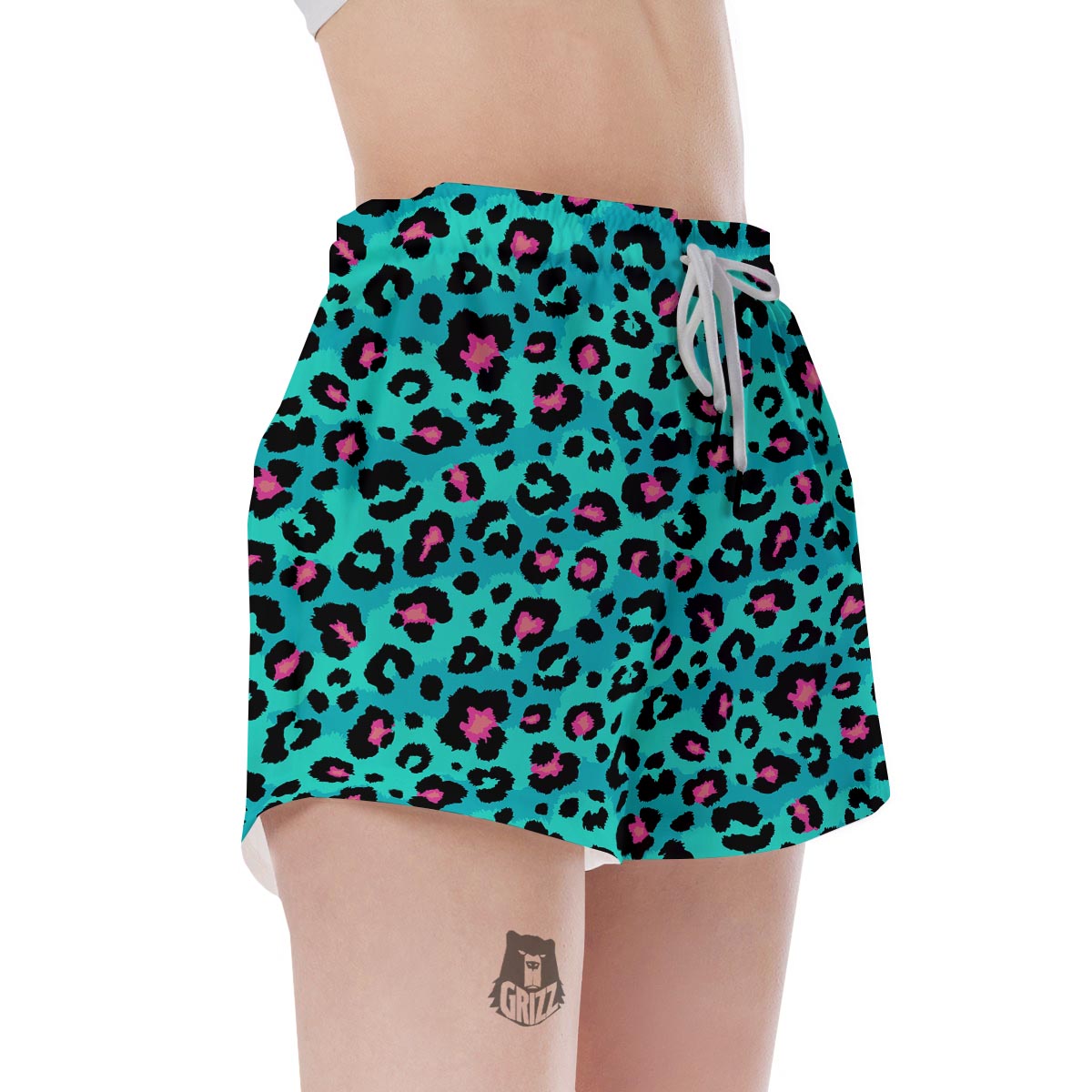 Leopard Teal Print Women's Shorts-grizzshop