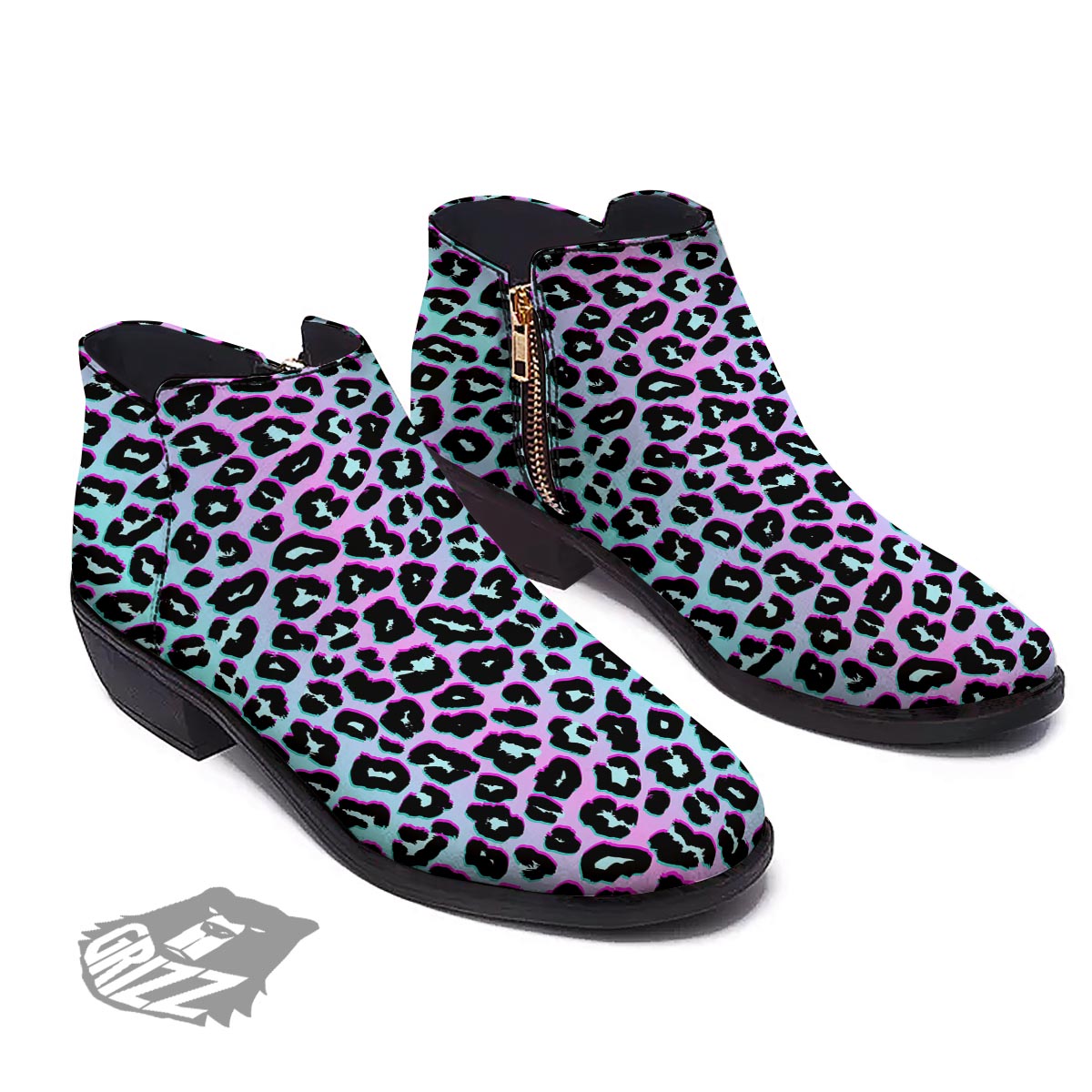 Leopard Trippy Psychedelic Print Pattern Ankle Boots-grizzshop