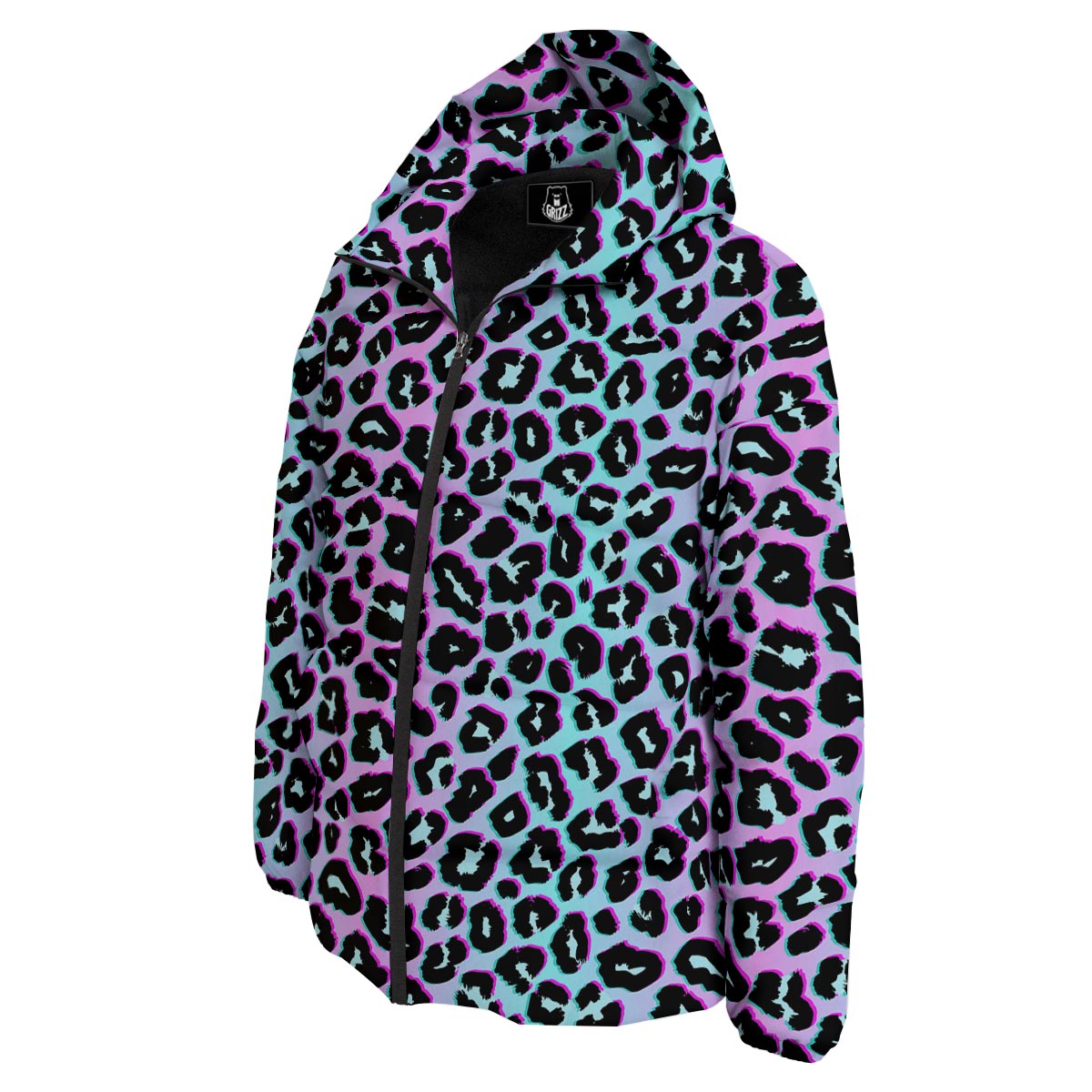 Leopard Trippy Psychedelic Print Pattern Down Jacket-grizzshop