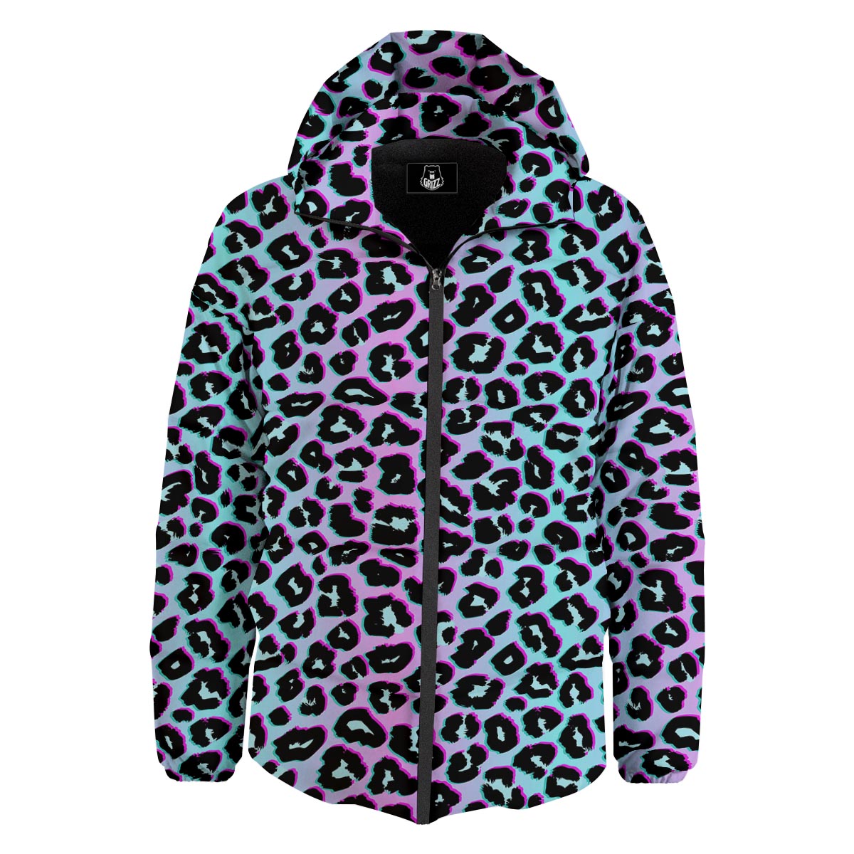 Leopard Trippy Psychedelic Print Pattern Down Jacket-grizzshop
