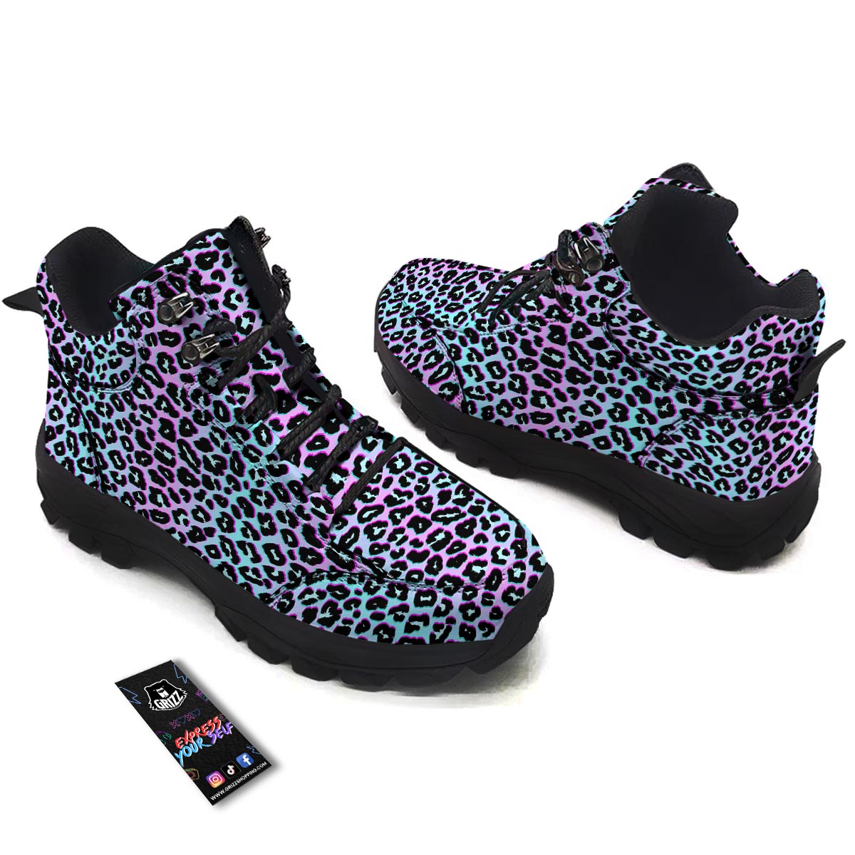 Leopard Trippy Psychedelic Print Pattern Hiking Shoes-grizzshop
