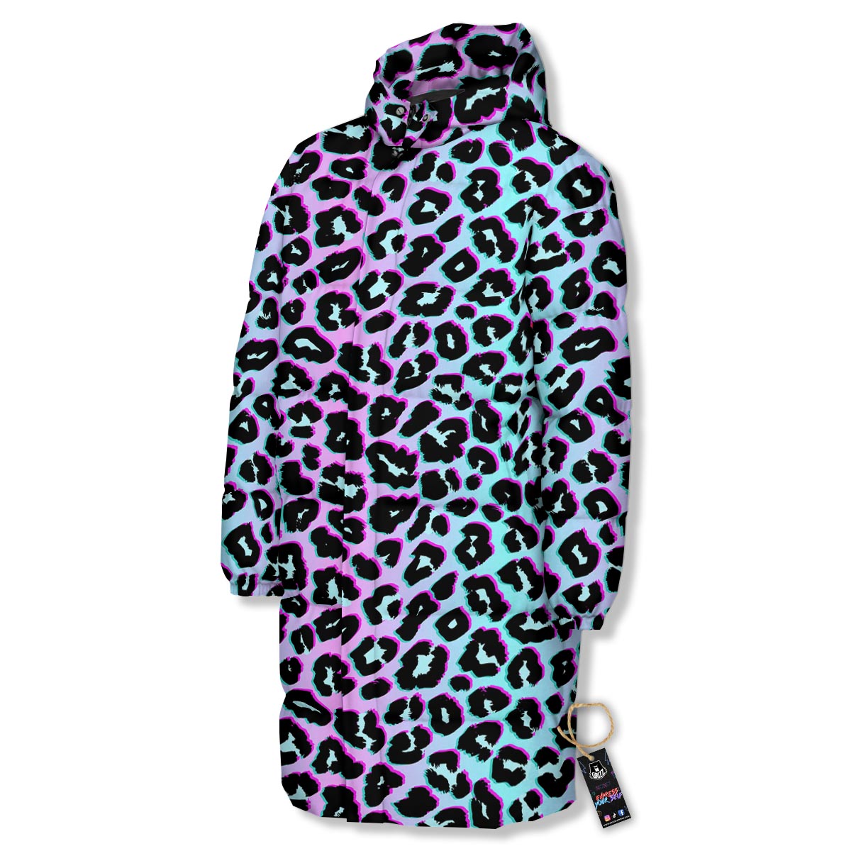 Leopard Trippy Psychedelic Print Pattern Long Down Jacket-grizzshop