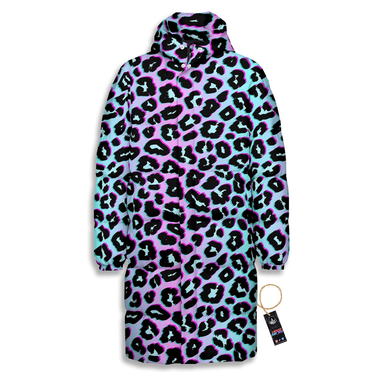 Leopard Trippy Psychedelic Print Pattern Long Down Jacket-grizzshop
