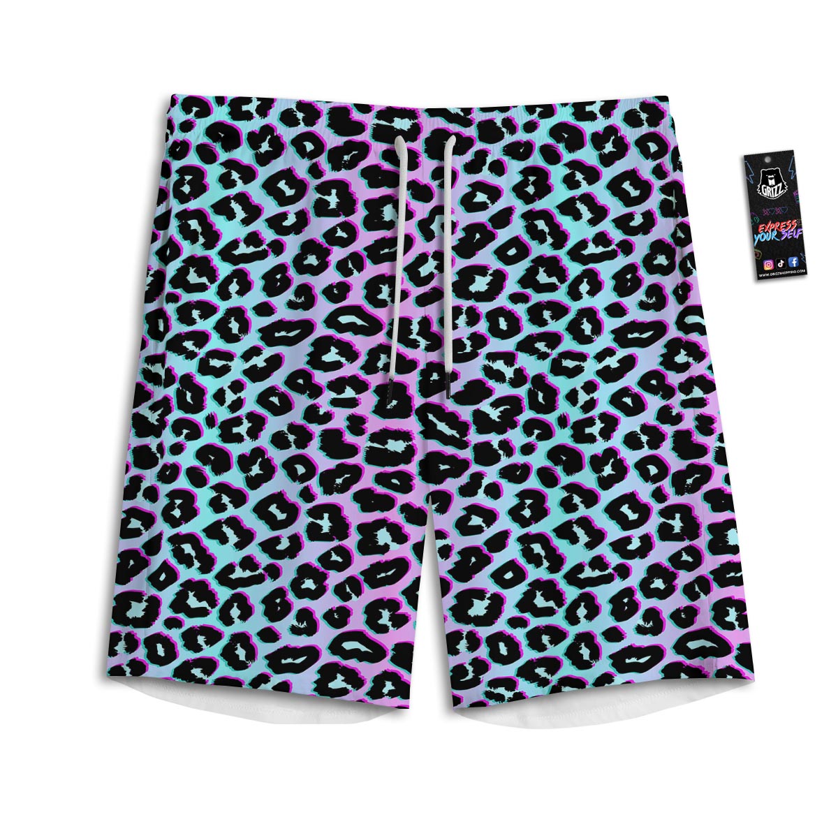Leopard Trippy Psychedelic Print Pattern Men's Athletic Shorts