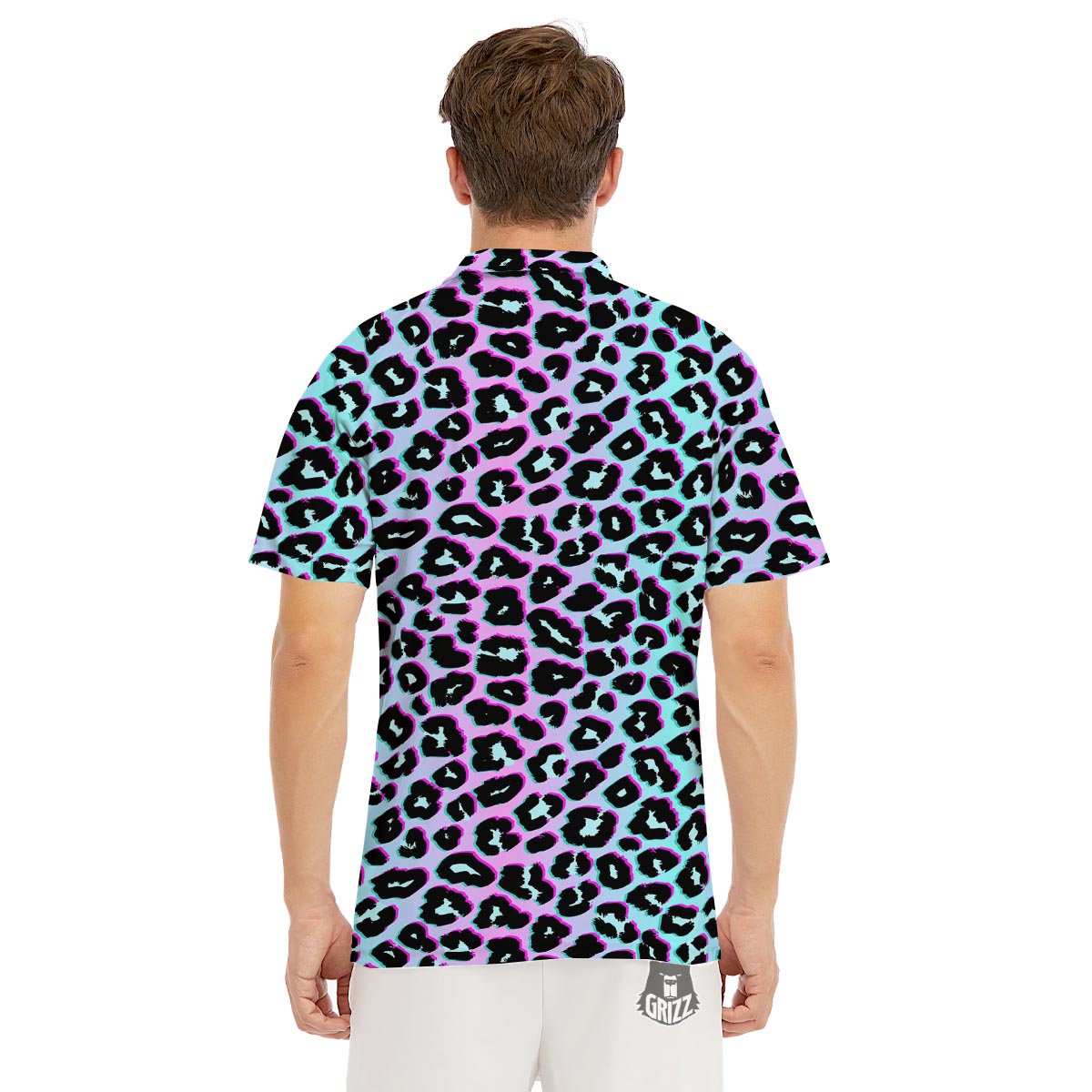 Leopard Trippy Psychedelic Print Pattern Men's Golf Shirts-grizzshop