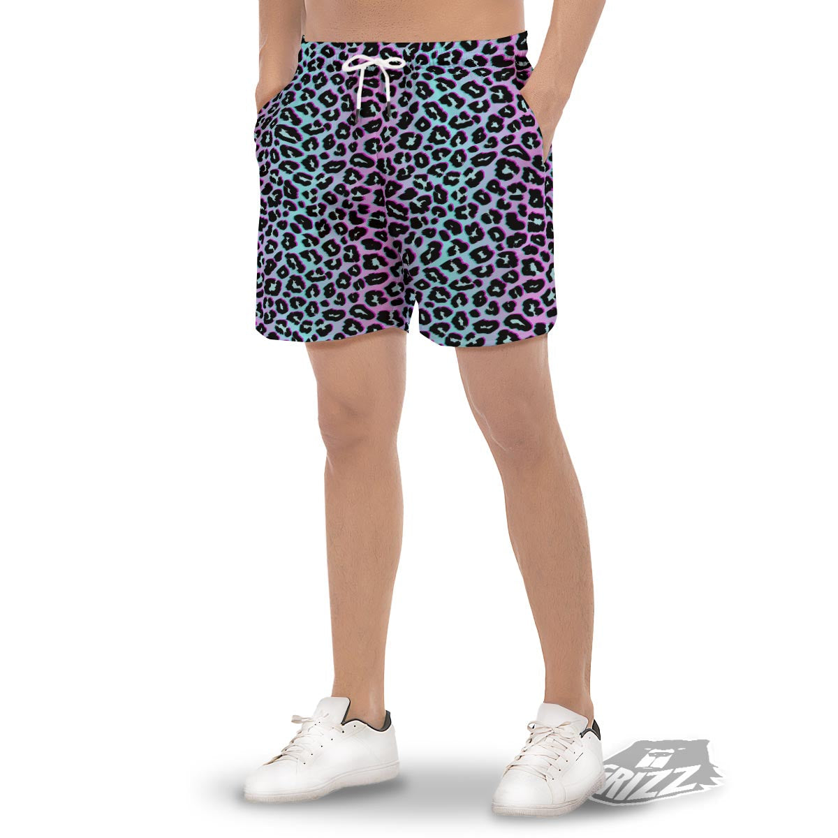 Leopard Trippy Psychedelic Print Pattern Men's Gym Shorts-grizzshop