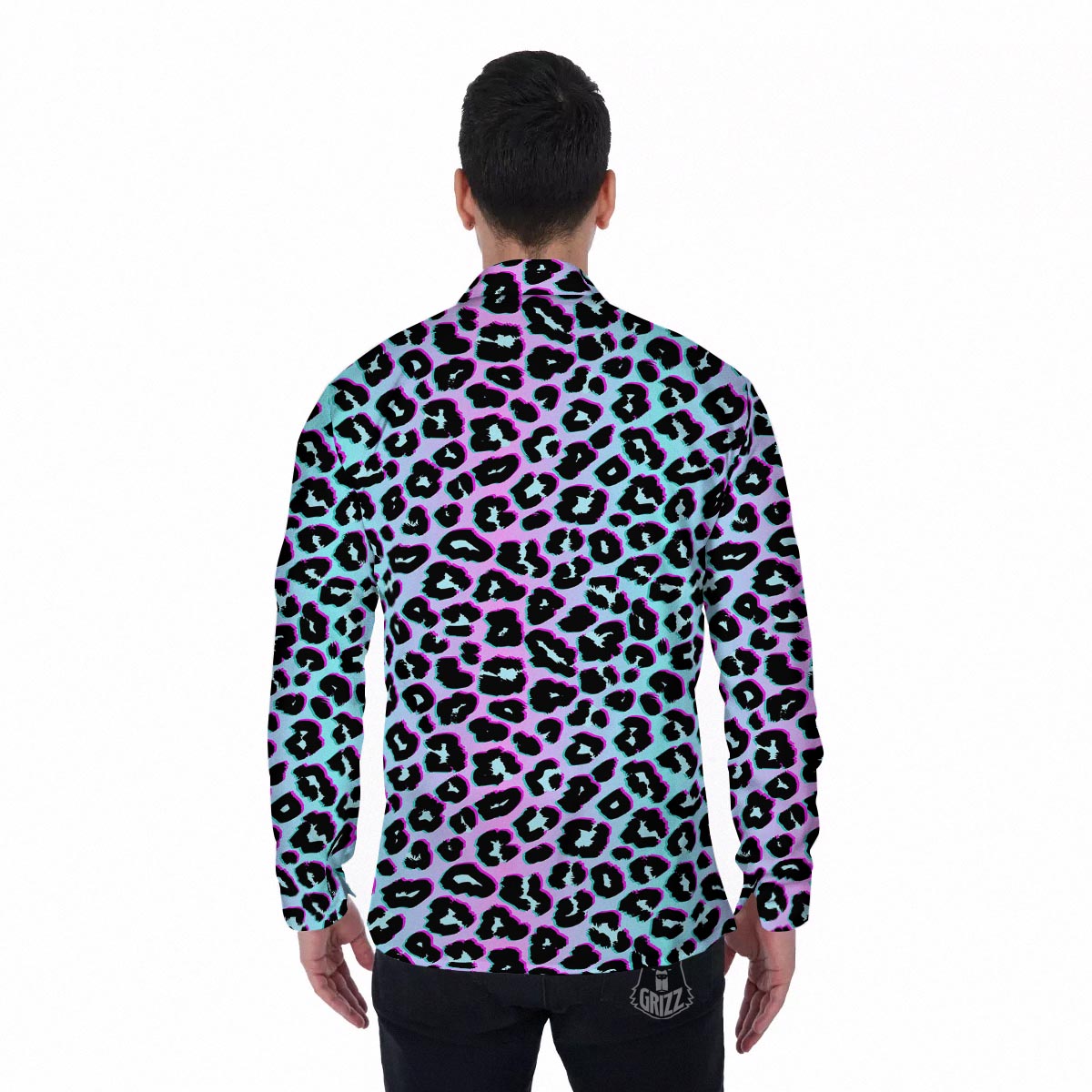 Leopard Trippy Psychedelic Print Pattern Men's Long Sleeve Shirts-grizzshop