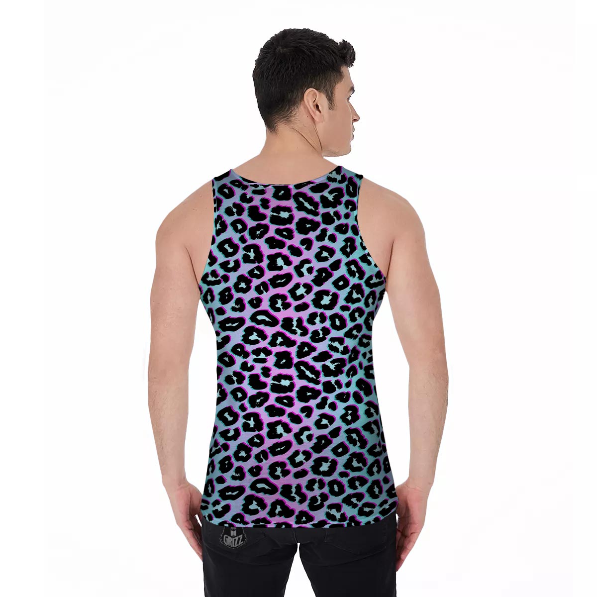 Leopard Trippy Psychedelic Print Pattern Men's Tank Top-grizzshop