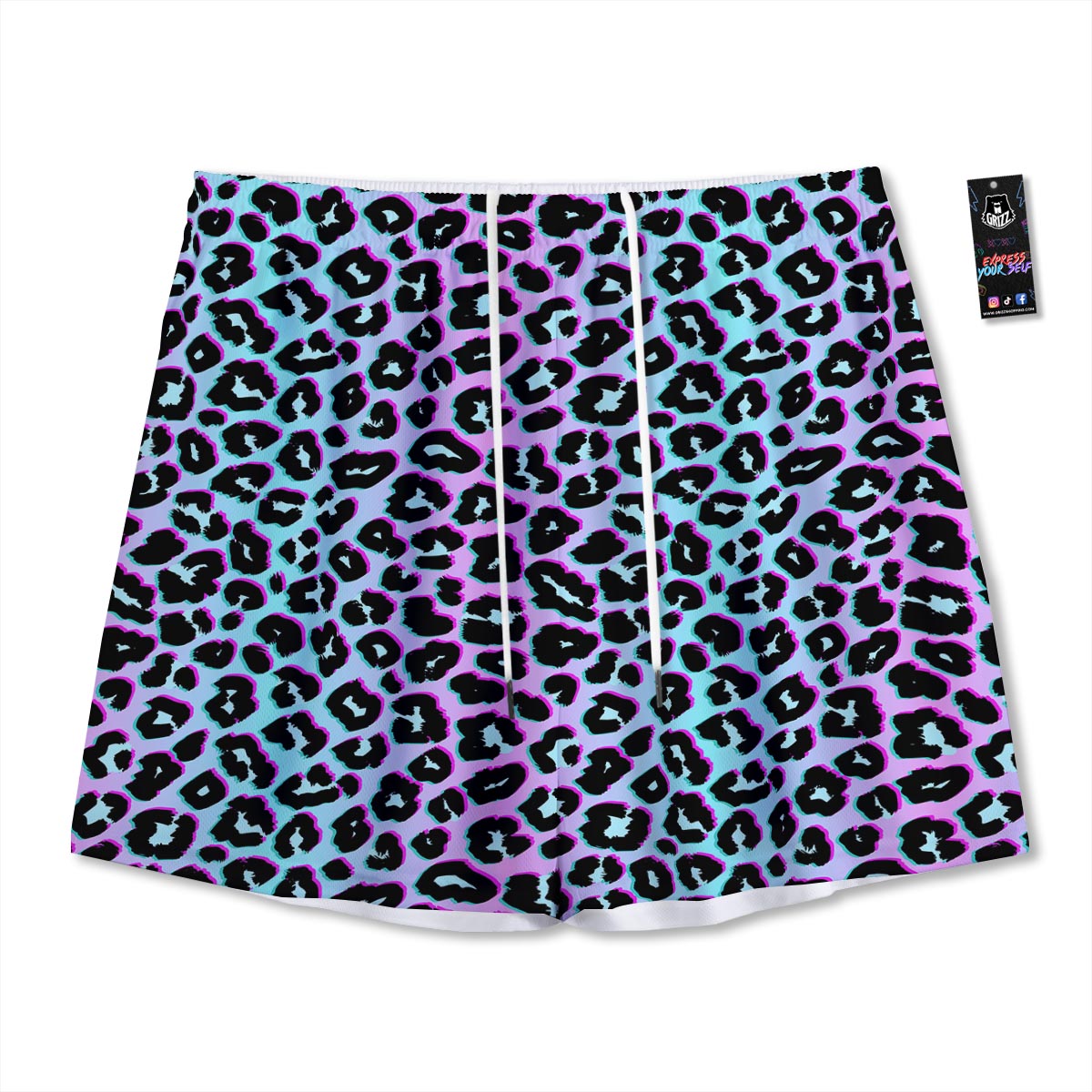 Leopard Trippy Psychedelic Print Pattern Mesh Shorts
