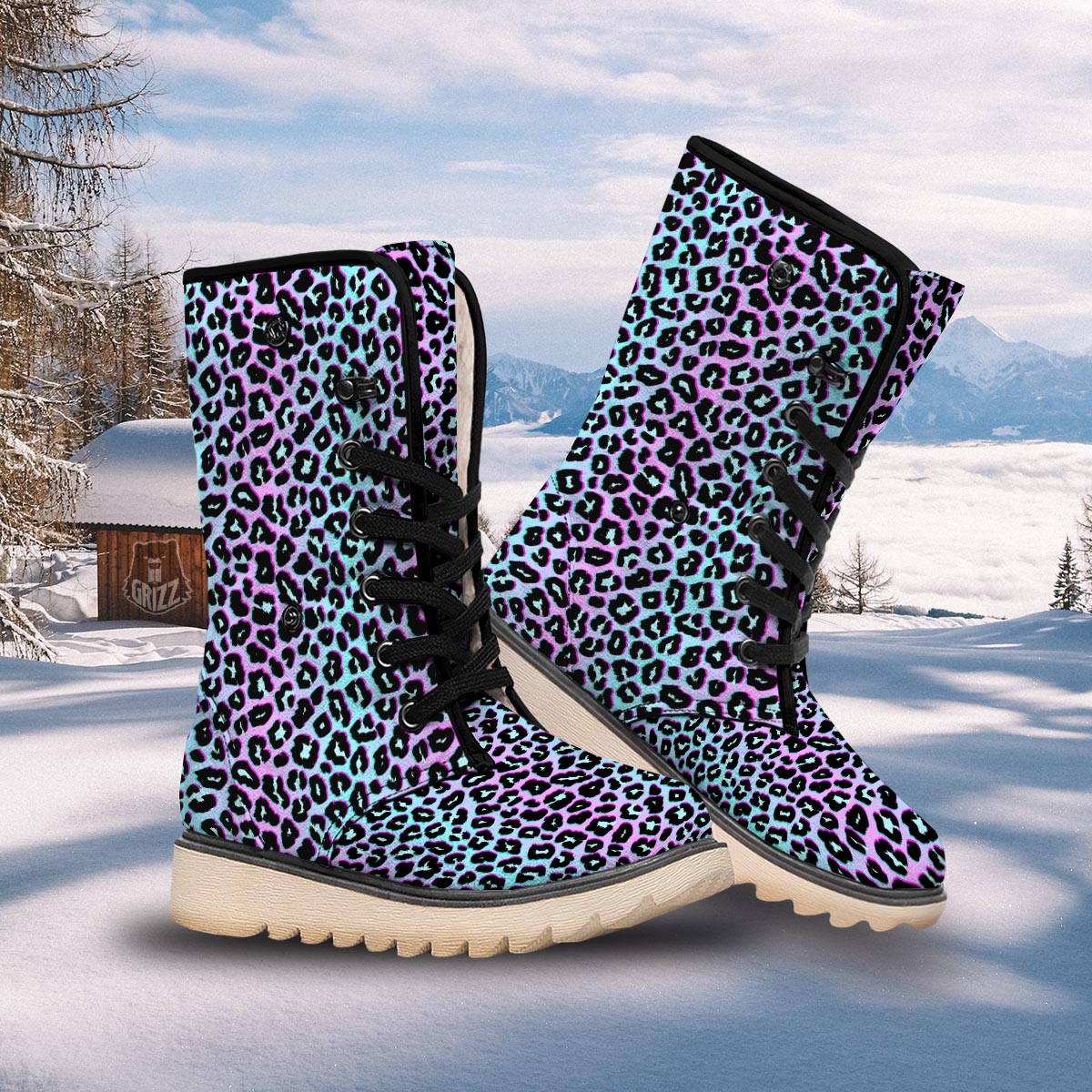 Leopard Trippy Psychedelic Print Pattern Snow Boots-grizzshop