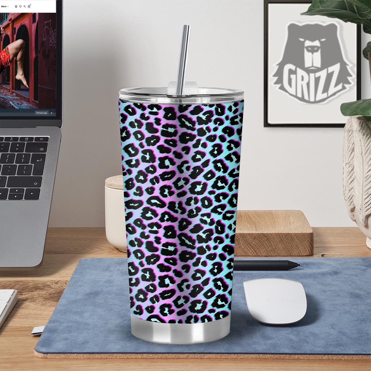 Leopard Trippy Psychedelic Print Pattern Tumbler-grizzshop