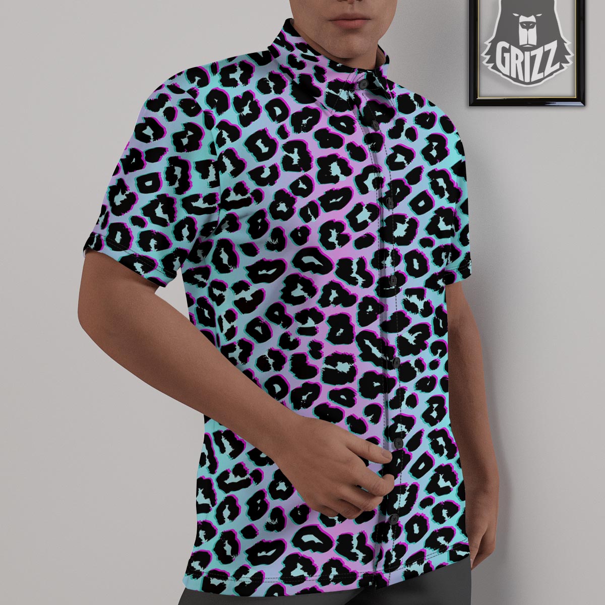 Leopard Trippy Psychedelic Print Pattern Untucked Shirts-grizzshop