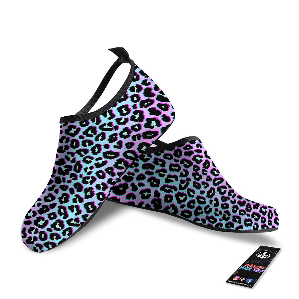 Leopard Trippy Psychedelic Print Pattern Water Shoes-grizzshop