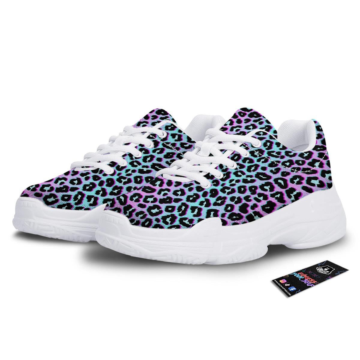 Leopard Trippy Psychedelic Print Pattern White Chunky Shoes-grizzshop