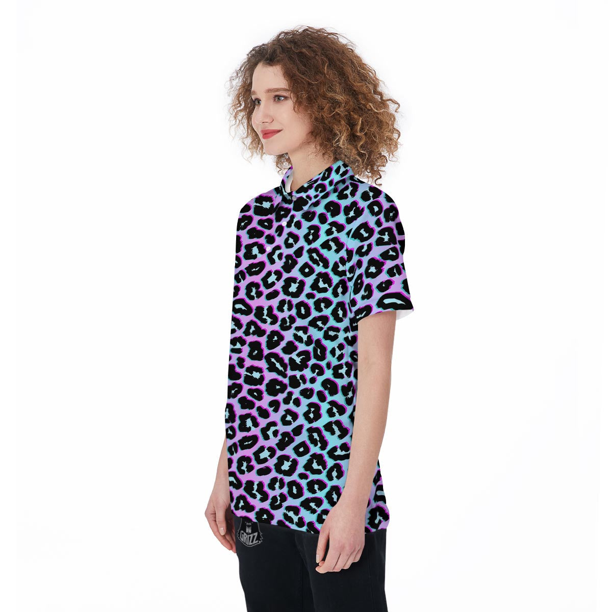Leopard Trippy Psychedelic Print Pattern Women's Golf Shirts-grizzshop