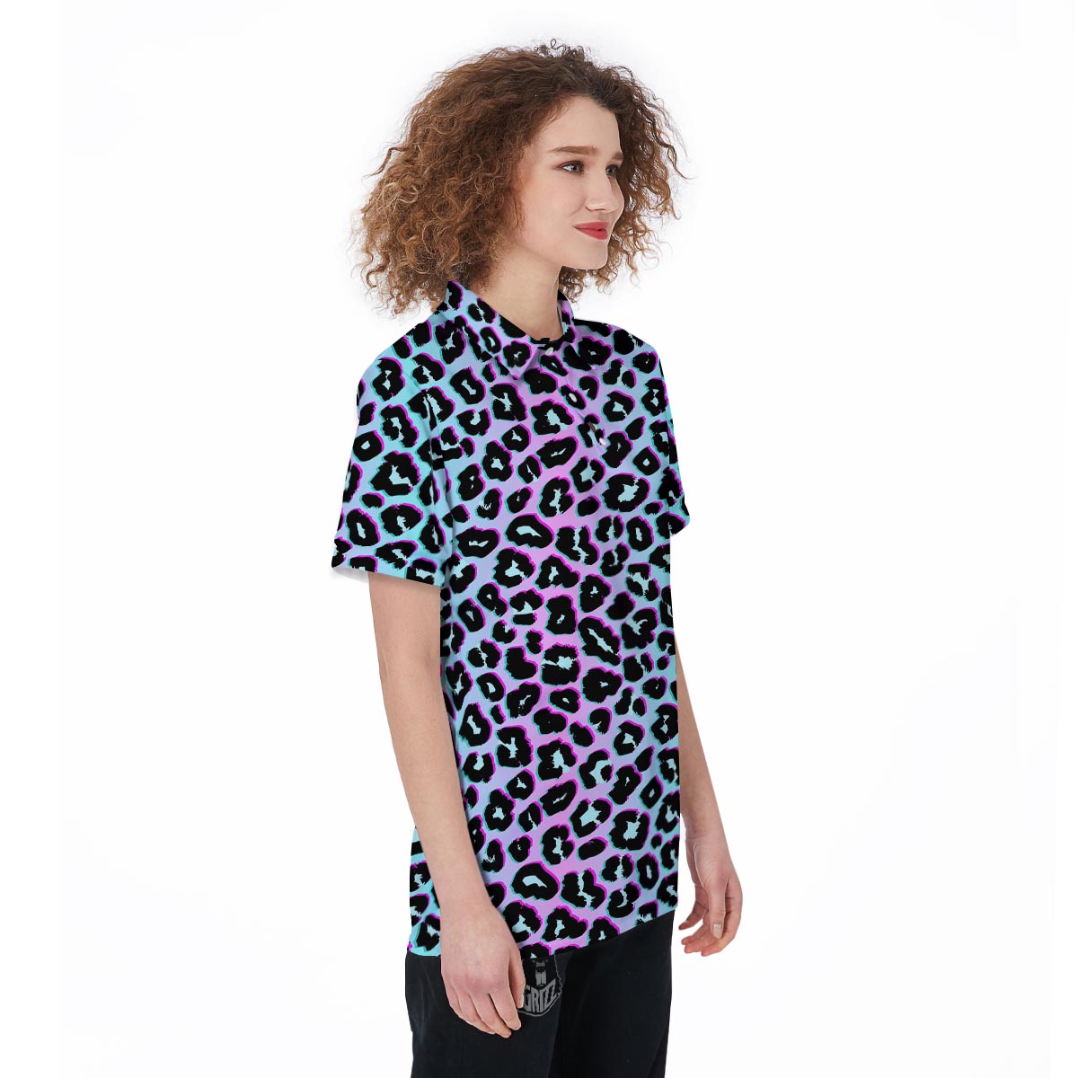 Leopard Trippy Psychedelic Print Pattern Women's Golf Shirts-grizzshop